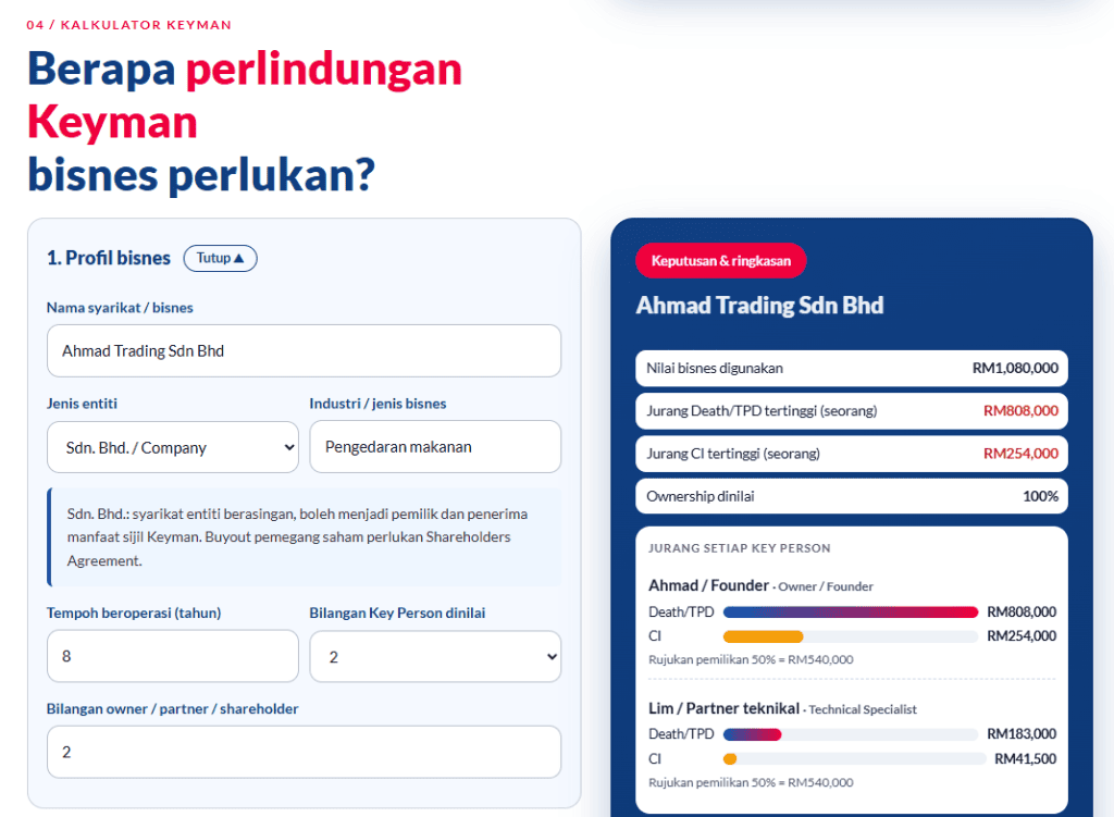 Salah satu variasi paparan pengiraan dalam MejaClosing.