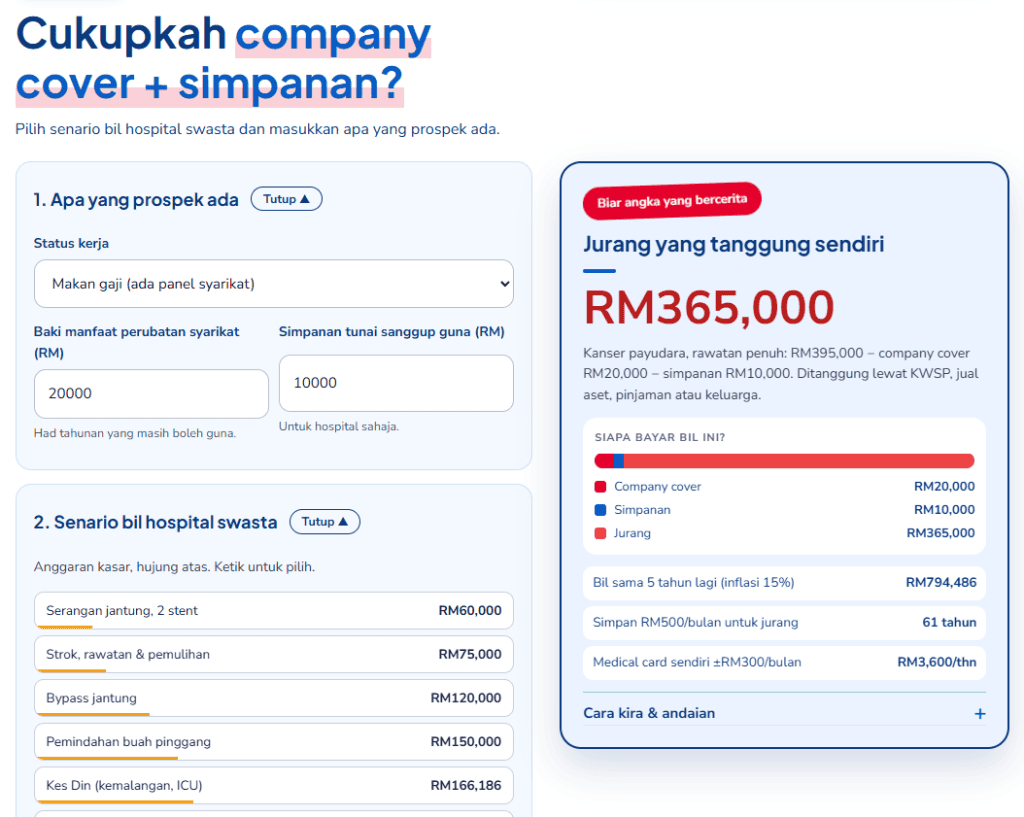 Contoh hasil pengiraan dalam sistem.