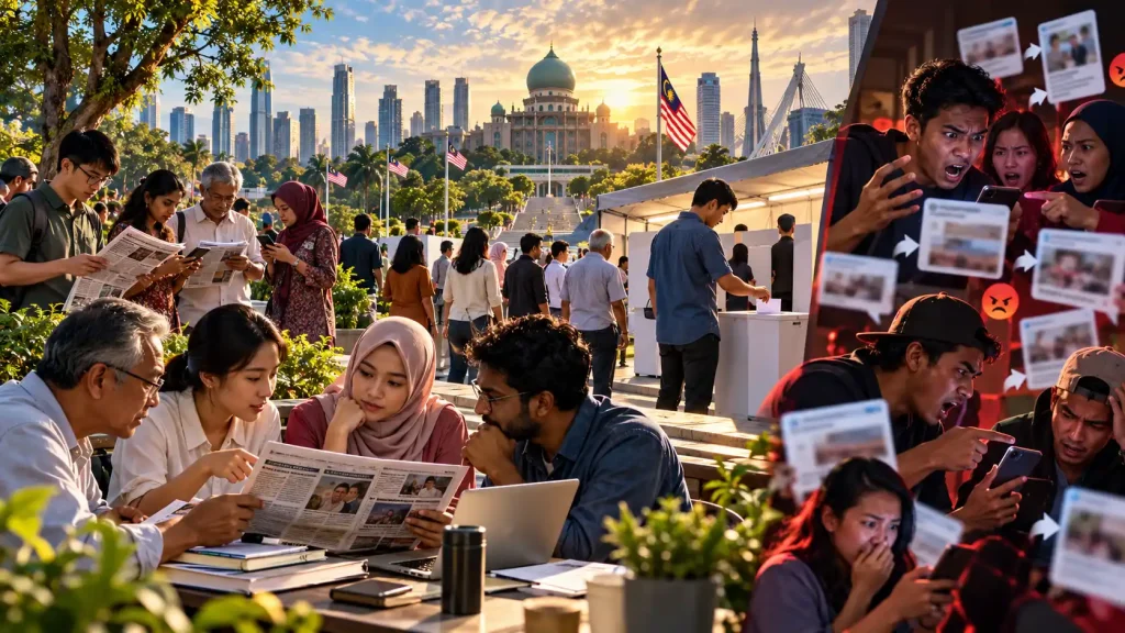 Rakyat membaca dan menyemak maklumat sebelum membuat keputusan sivik.