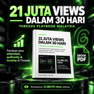 Mockup e-book Threads Playbook Malaysia: 21 Juta Views Dalam 30 Hari, versi General Info