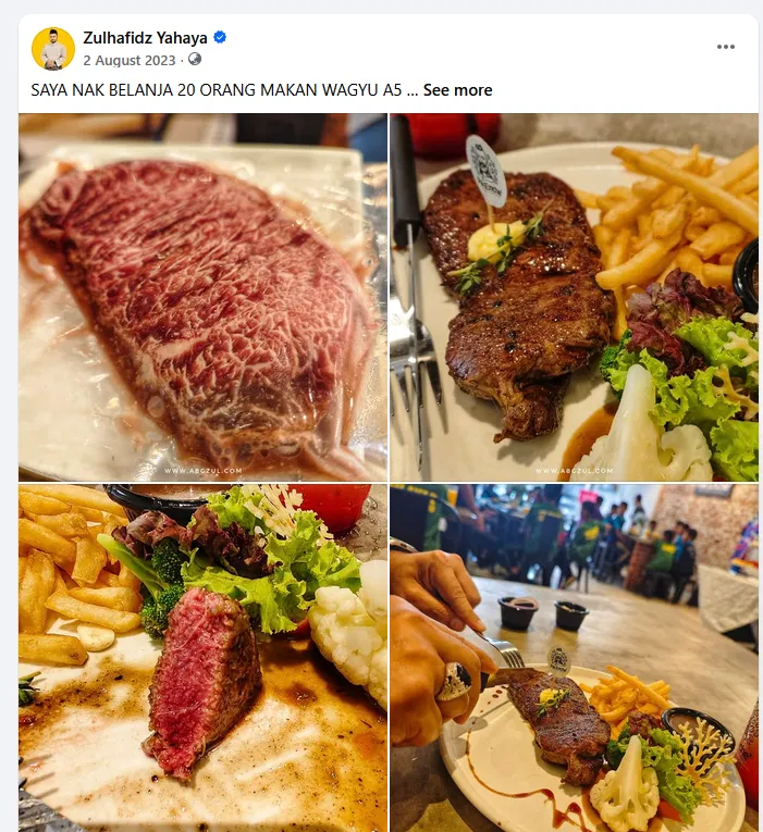 Kenangan Wagyu yang jadi sebahagian daripada cerita awal saya.